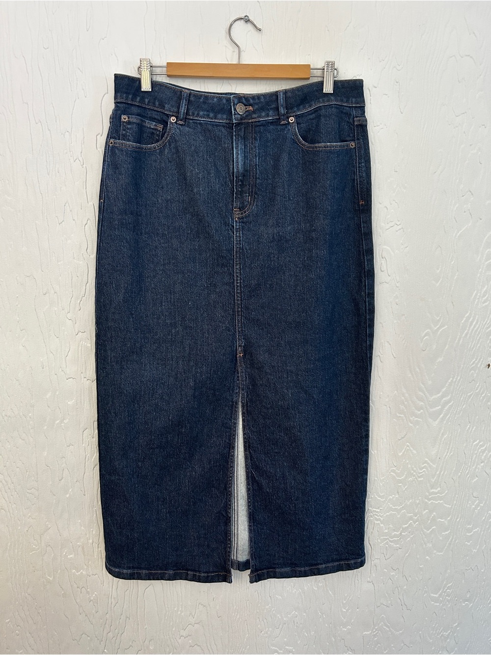 Denim‎ Midi Skirt Dark Wash Indigo Size 10/30 Blue Chic French SummerY2K Classic